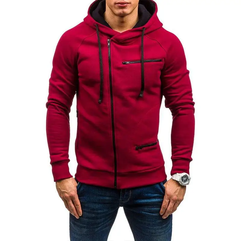 2023 new Men's Hooded Sweatshirt Zippered Multi-Pocket Athleisure Jacquard Garment Fleece Cardigan To Keep Warm Winter