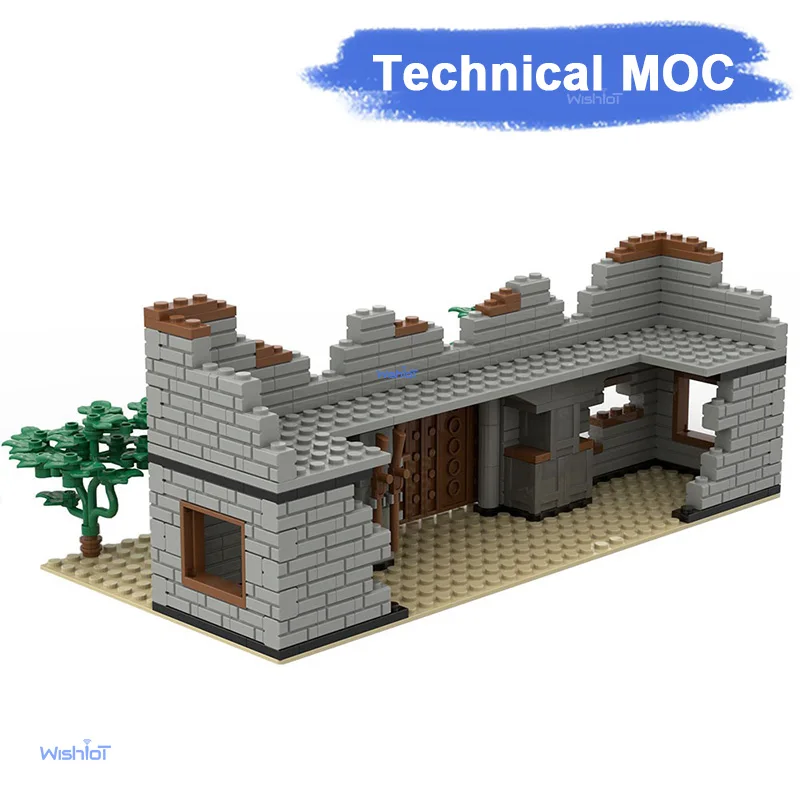 

Конструктор MOC «Военные руины: Пустынная поселенская база», сцена из заброшенного города, архитектурные блоки, модель для самостоятельной сборки, имитация военной зоны