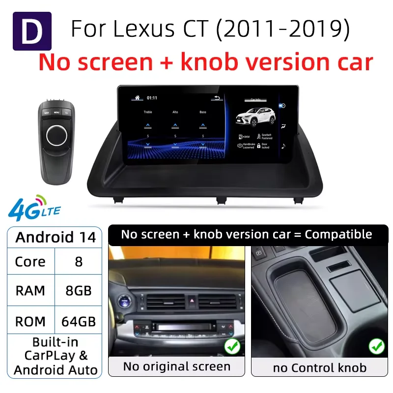 Voor Lexus CT 200h Draadloze Carplay Android Auto Navigatie Stereo Autoradio Multimedia Video Player Autoradio Head Unit