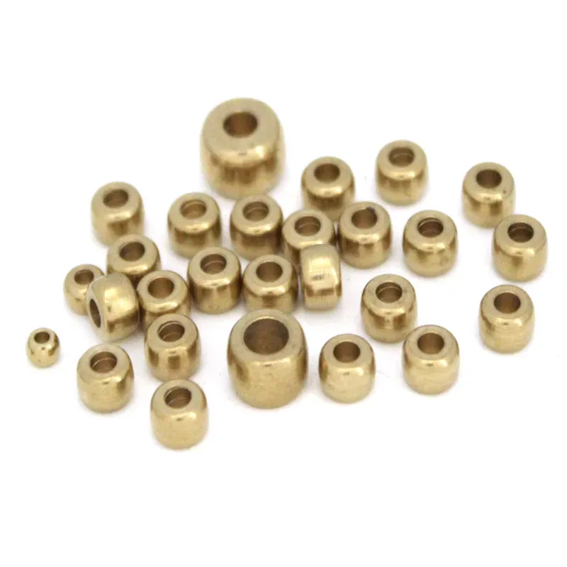 50PCS 3/4/5/6/7/8mm Original Brass Round Metal Loose Charm Bead Spacer Tube Beads for Bracelet Necklace DIY Jewelry Making Z368