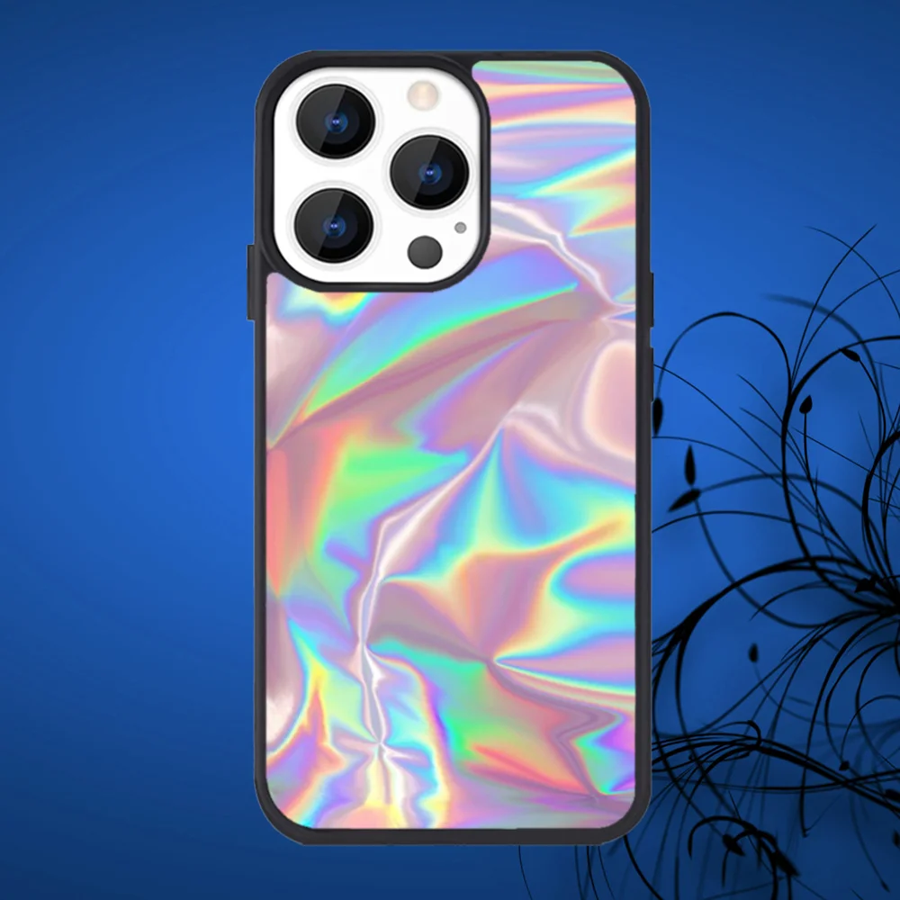 Rainbow Holographic Iridescence Phone Case For iPhone 16,15,14,13,12,11,Plus,Pro,Max Mini Magsafe Magnetic Wireless Charging