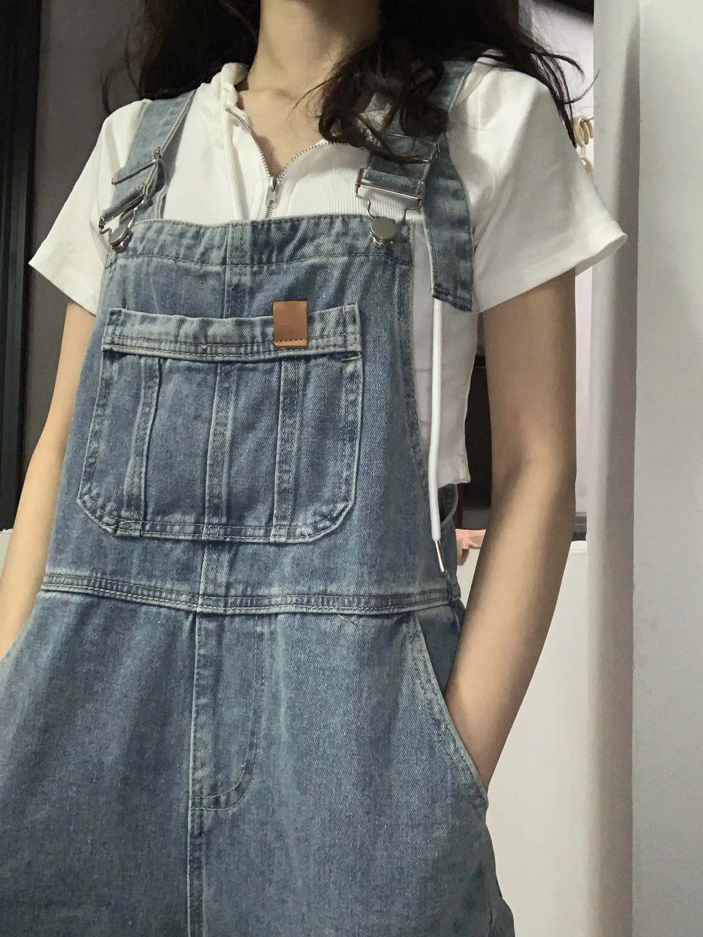 Retro Hong Kong Style Denim Overalls Women's Spring Season Salt Series Design Loose Student Strap Pants Trendy Small Stature