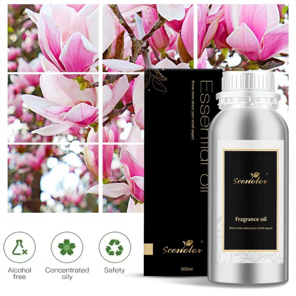 

500ML Pure Fruit Flower Essential Oil with Dropper For Candle Soap Making Perfume Oil For Diffuser Magnolia Lavender Lime Rose