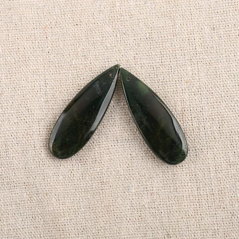 B&F Water Drop Moss Agate Earring Beads, Handmade Natural stones beads, Polished Stones for jewelry Making Supplies