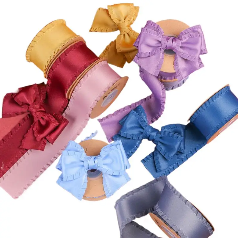 5 Yard/Lot 10/16/22/40mm Polyester Falbala Ribbon Bow Hair Lace Clothing Accessories DIY Manual Materials Nastri Per Decorare