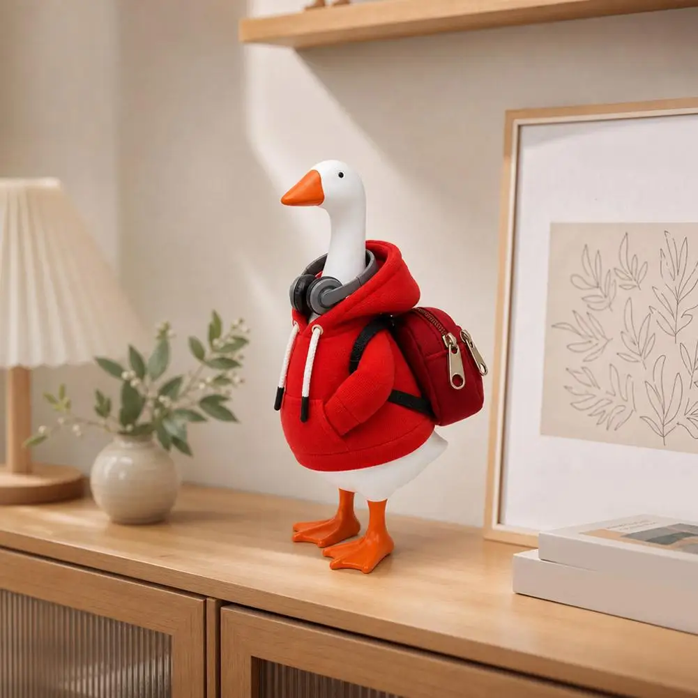 5 Inch Goose Outfits Red Hoodies Soft Solid Color Mini Porch Goose Hoodies Desk Goose Outfits Clothes for Table Decoration
