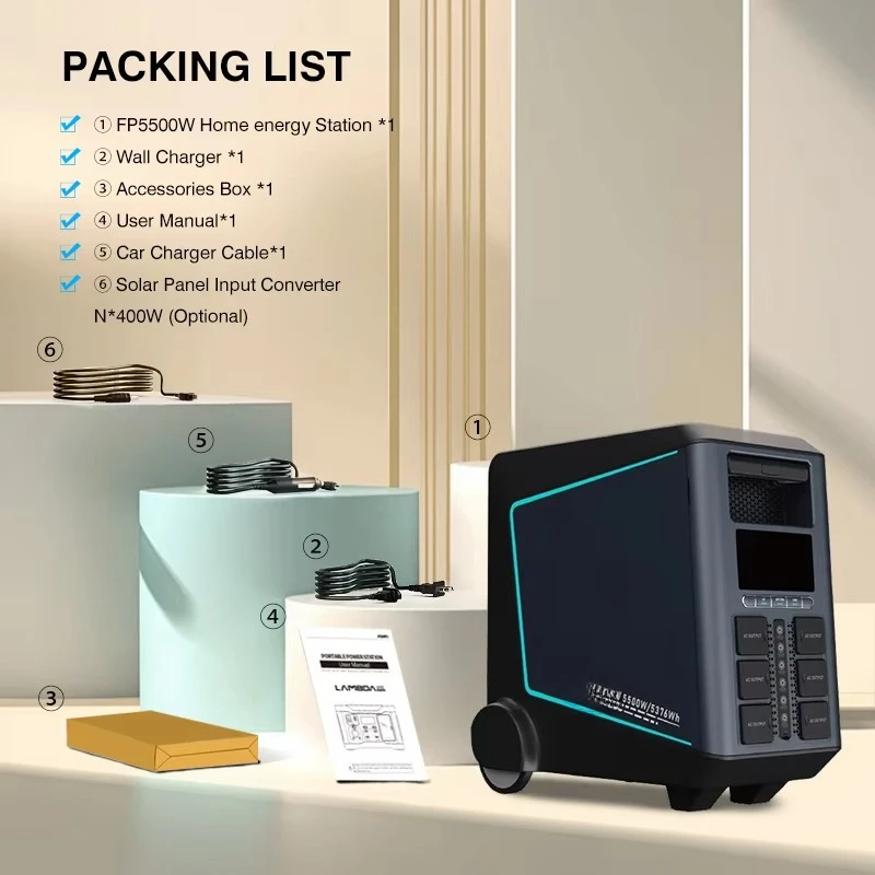 

Senci 5500W 5376Wh Dual Adapters Charge Bluetooth Solar Energy System App Control Design Solar Generator with EV Car Charge