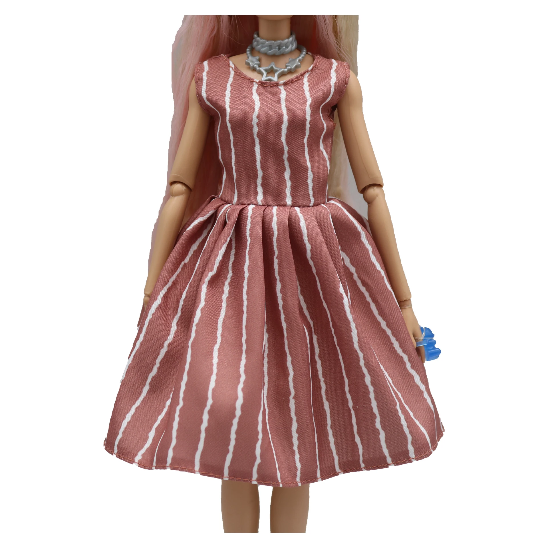 New 30cm 1/6 3 Colors Stripe Print Dress Doll Accessories Clothes for Barbies Doll