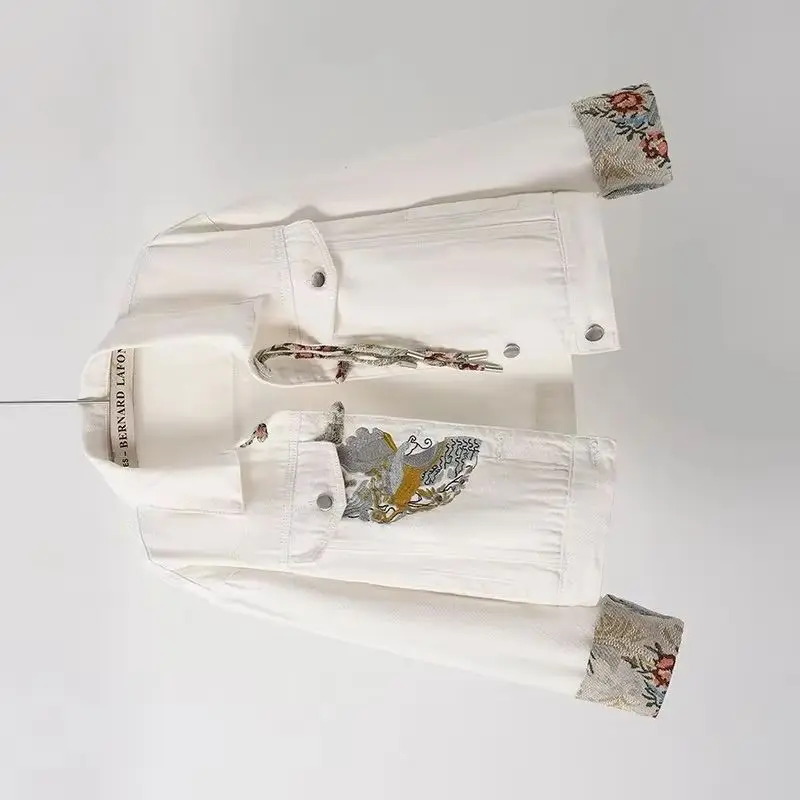 

Ladies' New Spring Autumn Winter Joker New Chinese Style Hand-Embroidered Heavy Denim Jacket Casual Comfortable Temperament Coat