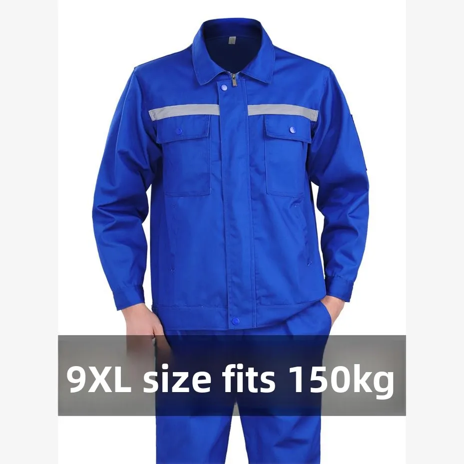

Large Size Work Uniform Set Men's Long Sleeve Labor Protection Reflective Strip Dirt Resistant Engineering Maintenance Cotton...