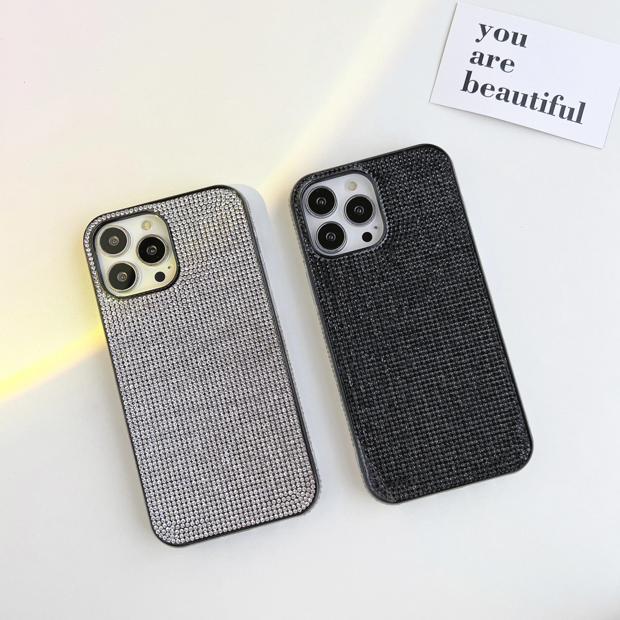 Chic Style Luxury Bilng Bling Colorful Gradation Rhinestone Shockproof Protective Cover Case For iPhone 16 15 14 13 12 Pro Max image 6