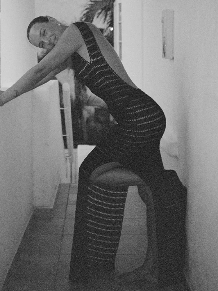 2025, neue rückenfreie Bikini-Vertuschungen für Damen, Strand-Vertuschung, ärmellos, Sommer, Schlitzschnitt, modisch, durchsichtig, Urlaub, weibliche Strandmode