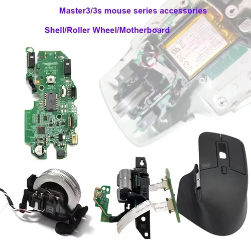 Piezas de repuesto para carcasa de ratón inalámbrico MX Master 3/3s, rueda de desplazamiento, placa base, rueda de desplazamiento lateral, caja de almacenamiento, Cable