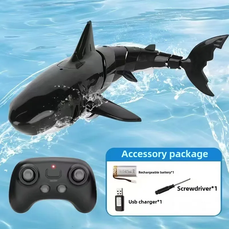 2.4g rc barcos de tubarão água elétrica crianças controle remoto barco de pesca brinquedo rc submarino