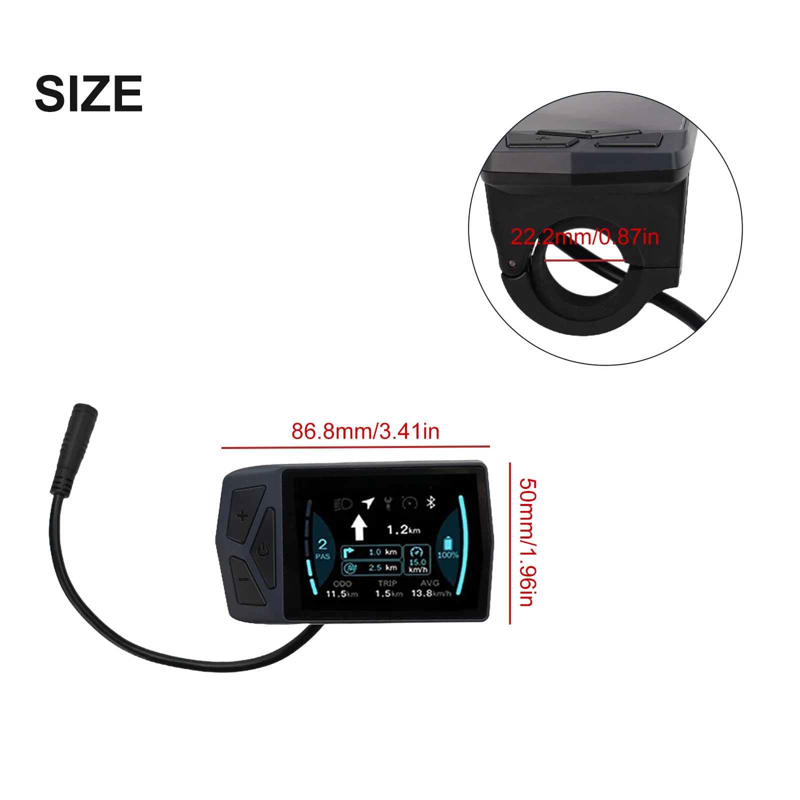 

Waterproof Connector B02U Ips Display 320*240PX 86.8*50.5*12.5 About 67g ForBBSHD Ulart High Quality WithBluetooth