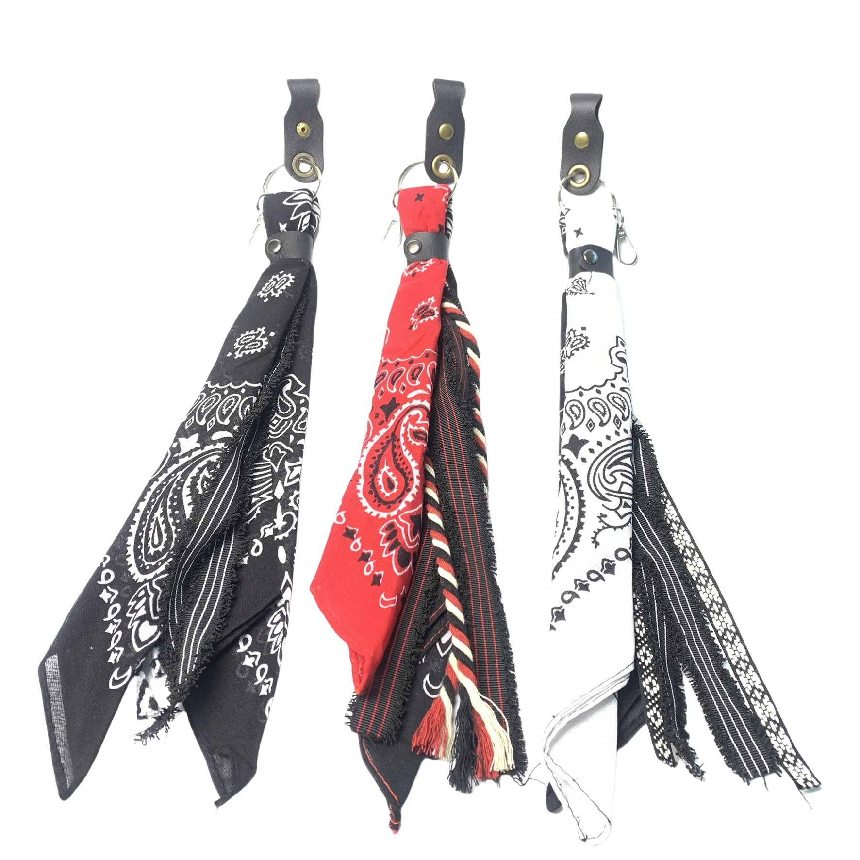 1pc Unisex Multi-Use Hip-Hop Bandana Streamer for headband, scarf, waist chain, bag, motorcycle. Essential streetwear accessory.