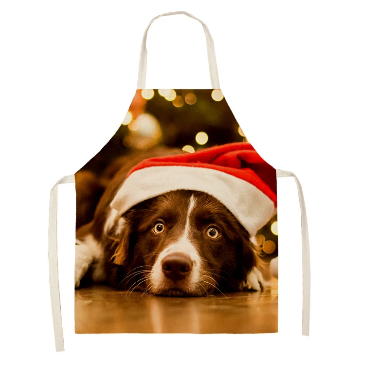 Household kitchen cooking sleeveless apron room outdoor antifouling cleaning tool Christmas pet cat dog pattern