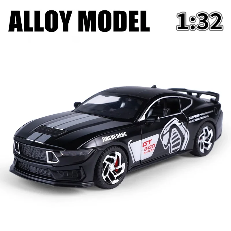 

1:32 Ford Mustang Shelby GT500, модель автомобиля из сплава, литье под давлением, металлическое литье, откатный звук и свет, автомобиль, игрушки для детей, автомобиль