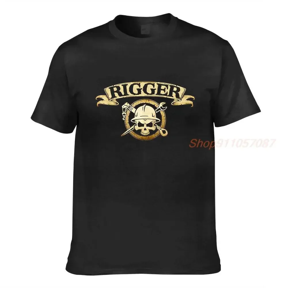 Men rigger skull & crossbones Crane rigging Hoist rigging 2 sided Derrick riggers badge men T Shirt Women Casual Female