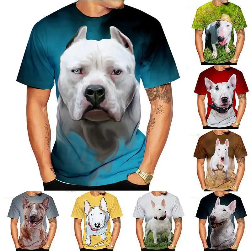 Novelty Men\'s Women\'s Kids T-shirts Fashion Bull Terrier 3d Printing Trendy Dog Patterns Fun Sports Breathable Lightweight Tops