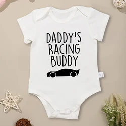 Papai está correndo Buddy Baby Onesies, verão O-Neck manga curta bebê menino roupas, roupas simples de algodão aconchegante, roupas infantis baratas, Dropship