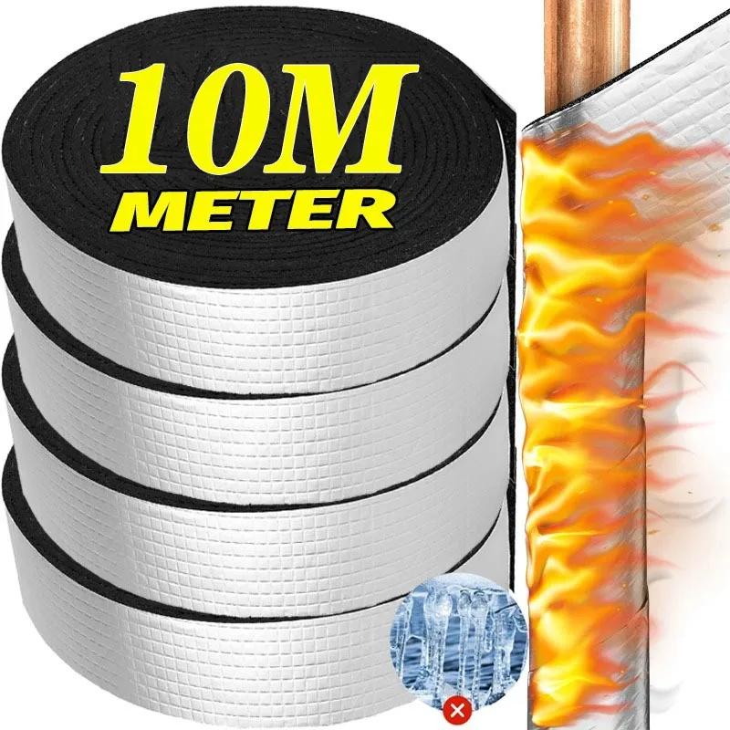 

10M Insulation Pipe Tape Winter Antifreeze Protection Foam Foil Water Pipe Wraps Outdoor Indoor Self-adhesive Pipes Tapes Sleeve