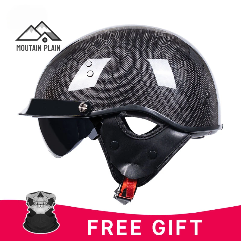 Moto Helmets German Classic Half Face Helmet Carbon Fiber DOT Certification Retro Motorcycle Helmet Four Seasons Vintage Casco