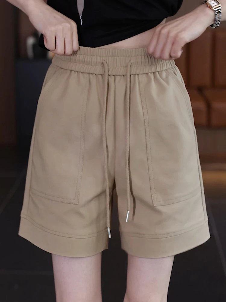 

Женские летние тонкие шорты с высокой талией и широкими штанинами, новый стиль, прямой крой, эластичный пояс, рабочая одежда, брюки-капри