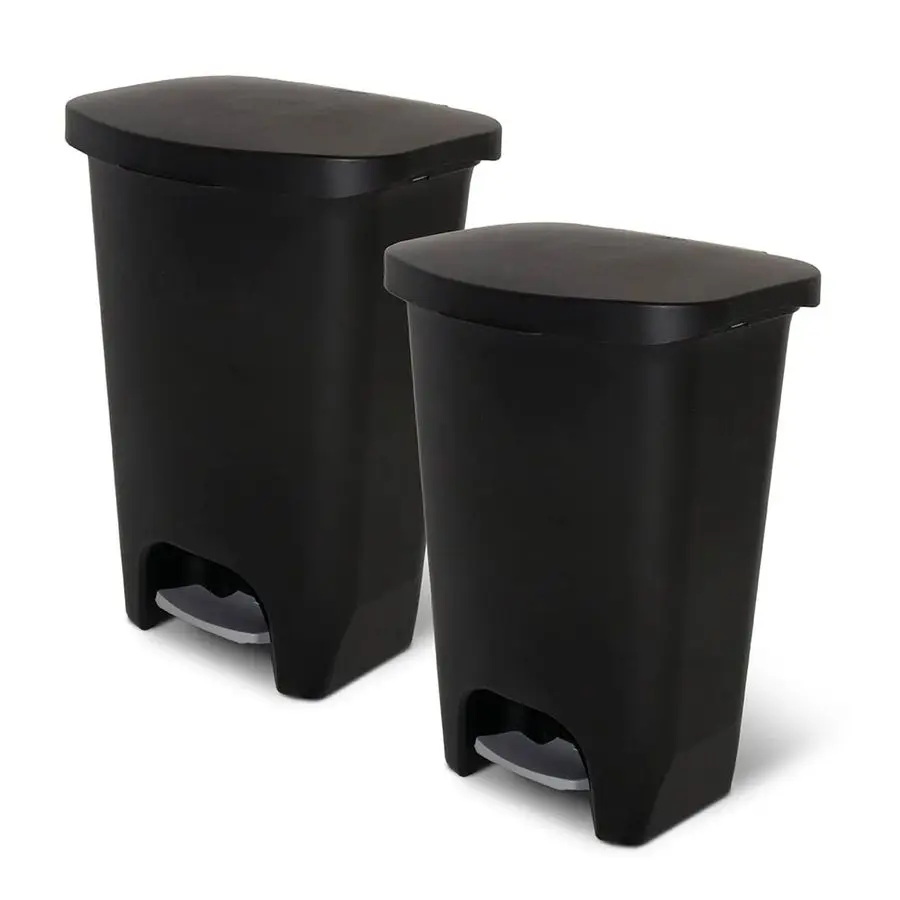 

13 Gallon Trash Can, 2 Pack Plastic Kitchen Waste Bin with Odor Protection of Lid Hands Free with Step On Foot Pedal and Garbage