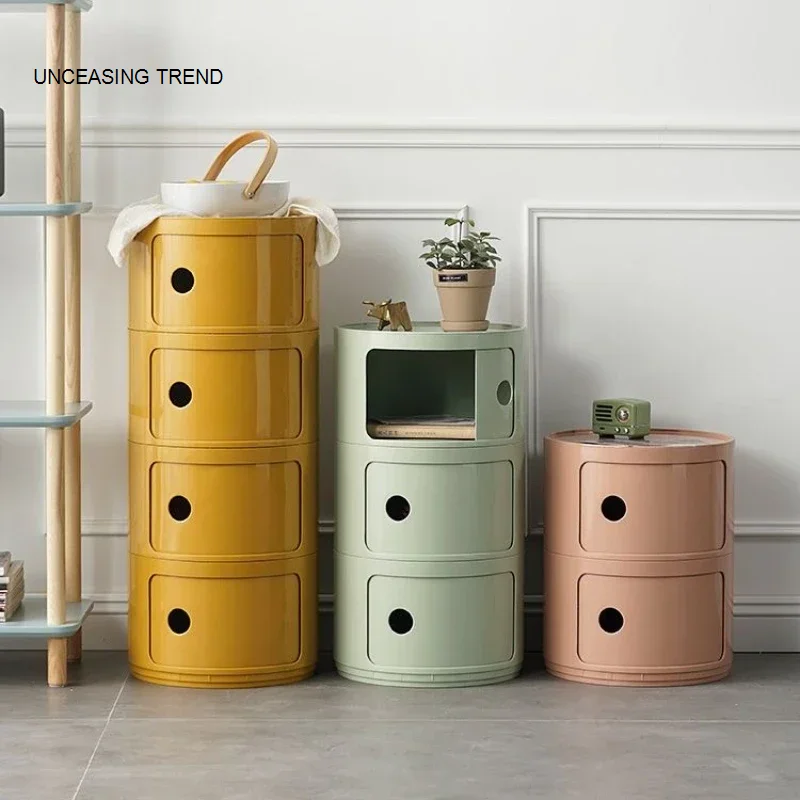 

Nordic Minimalist Nightstand Creative Plastic Abs Storage Side Cabinet Multi-Layer Storage Shelf Living Room Side Table