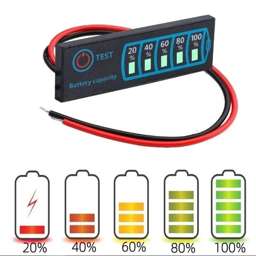 Indicador de capacidad de batería LED, Panel de visualización de potencia, módulo medidor de voltaje de batería de plomo y ácido de litio, DC5-30V, 12V, 24V