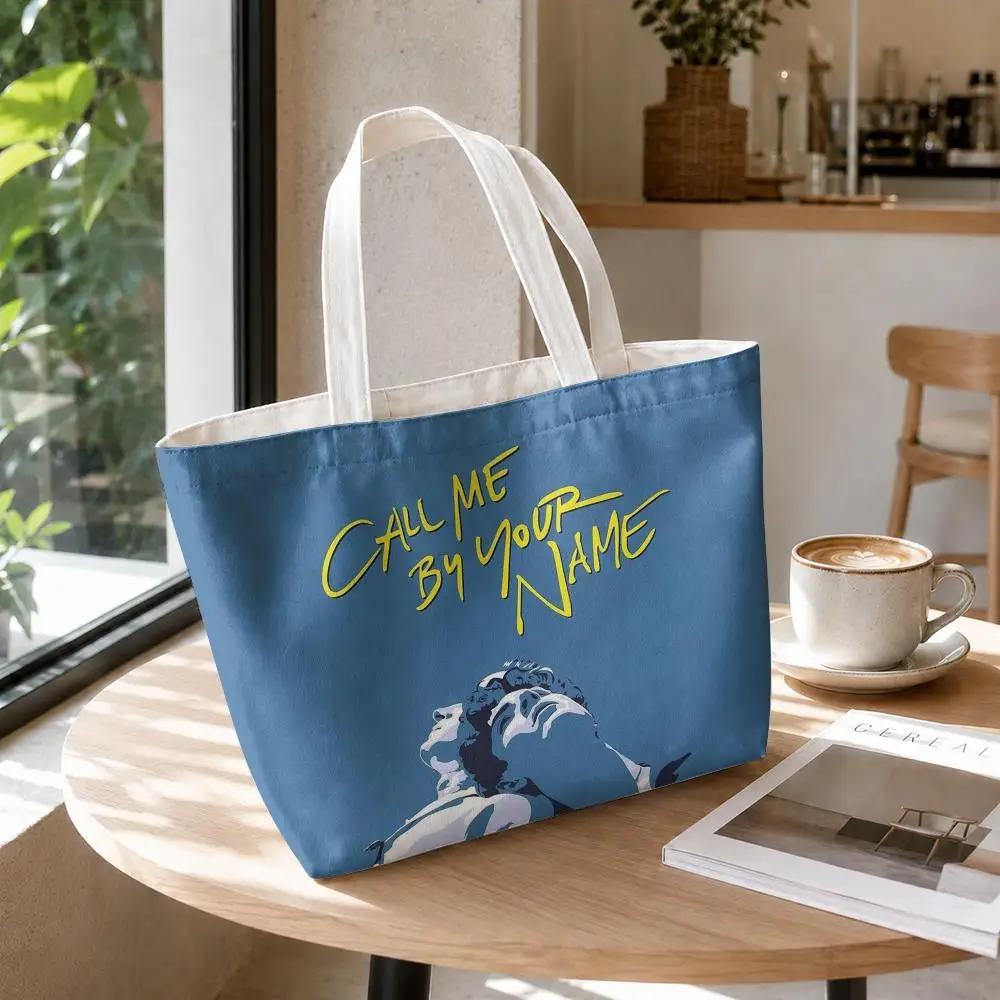 C-Call Me by Your Name Storage Bags Canvas Double-Sided Print Set 2PC Makeup Pouch Set with Zipper for Picnic Travel