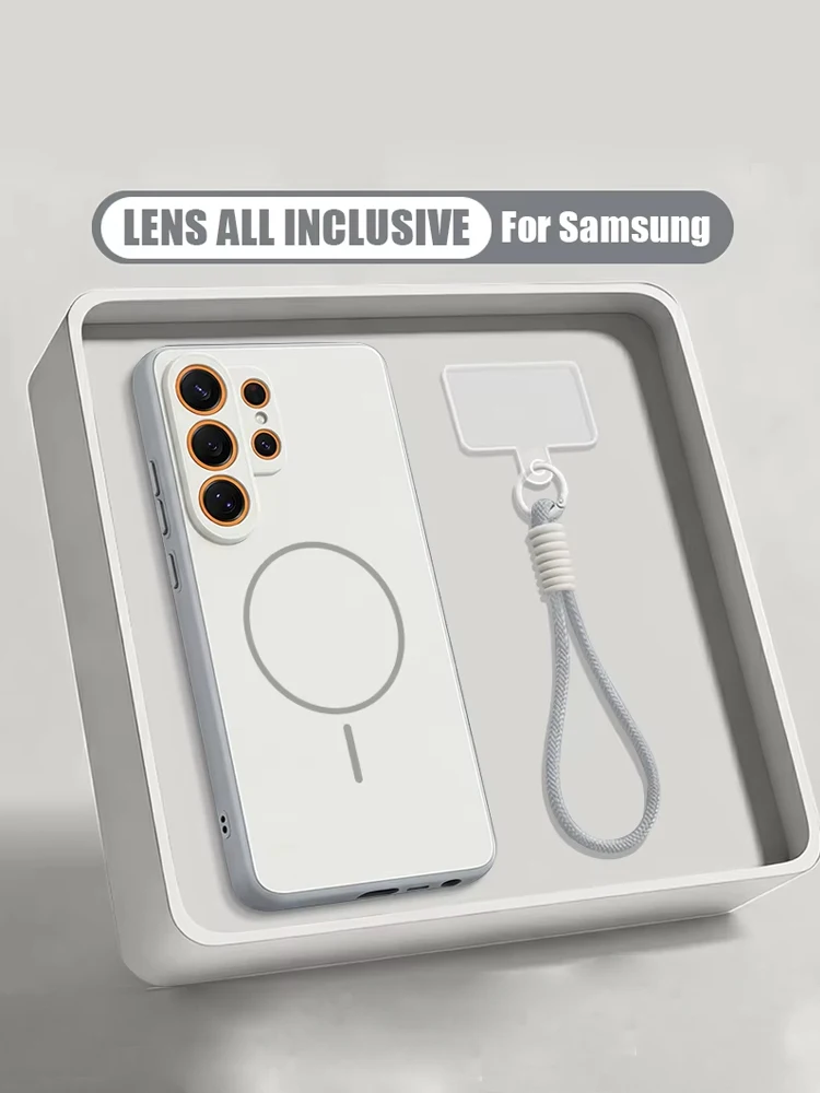 Bonbonfarbene Magnetische Handyhülle für Samsung Galaxy S26 S25 Ultra Edge S24 S23 FE A17 A56 A37 A16 A55 A15 A36 A55 mit Lanyard-Abdeckung