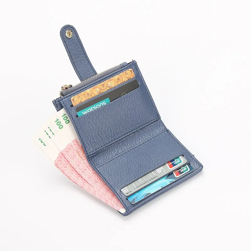Women's Short Wallet Cute Buckle Handwoven Foldable Multi-Card Holder Minimalist Sweet Coin Purse