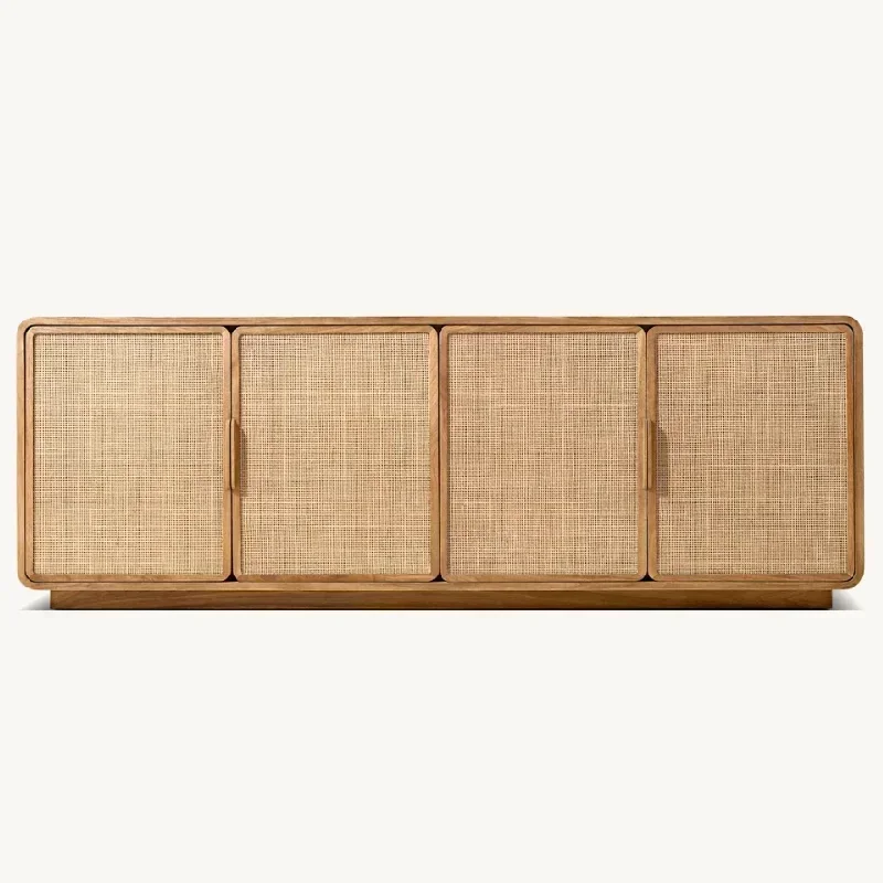 

American Country Solid Wood Living Room TV Cabinet with Drawer Hotel Storage Entrance Cabinet Villa Furniture