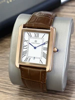 Reloj de hombre de negocios Retro clásico calendario de cuero de lujo impermeable reloj de cuarzo de moda masculina relojes con caja y batería de repuesto