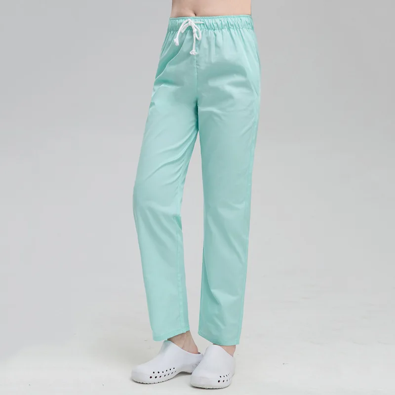 Pantalones de enfermera Unisex, ropa de trabajo para Médico Dental, pantalones finos, blancos, sueltos, transpirables, de gran tamaño, Verano