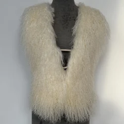 Streetwear Real Mongolian Sheepskin Fur vest Women Real Sheep Fur Halter Top Vest