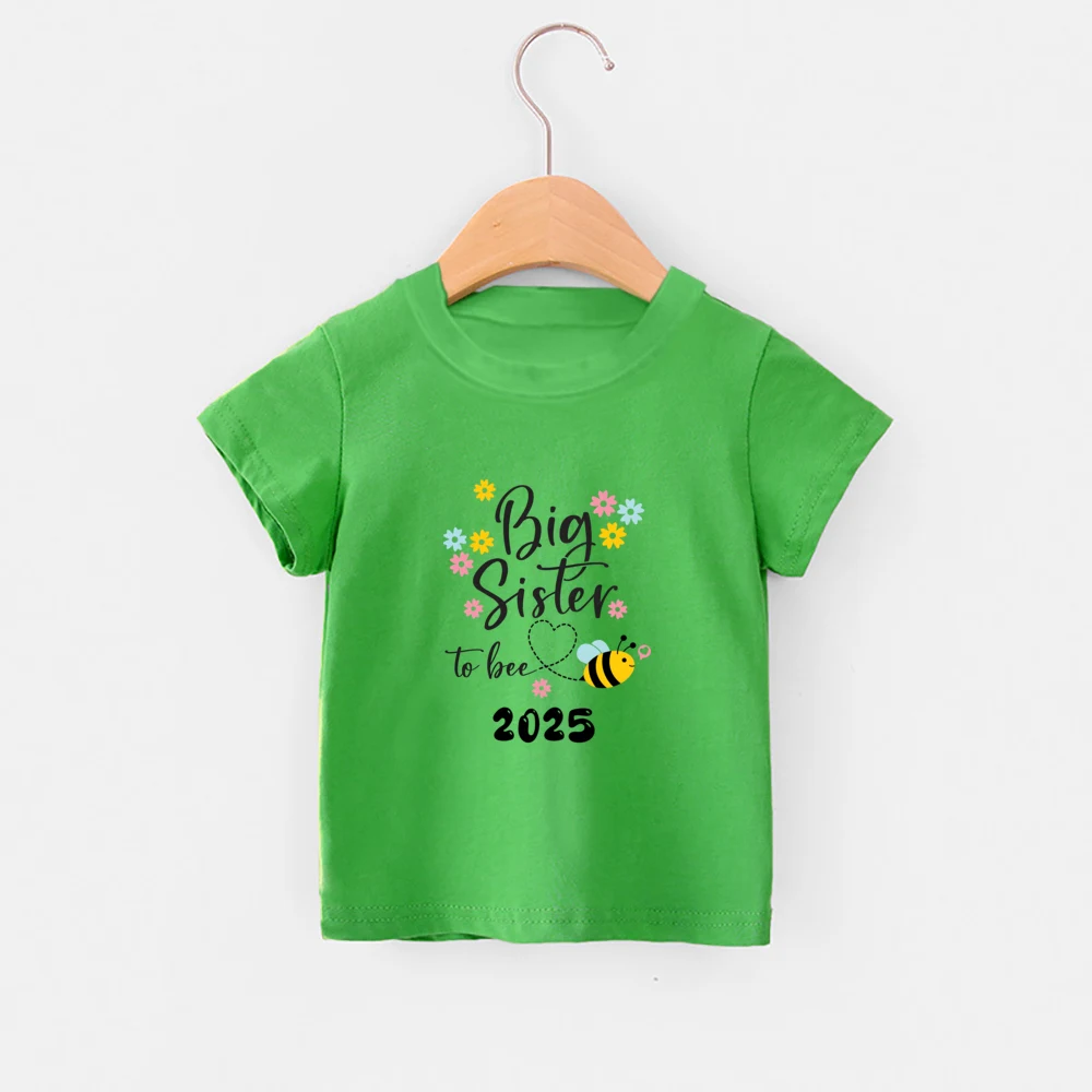 Bee&Big Sister To Bee 2025 Printed Kid Tee Top Casual Short Sleeve Sister T-shirt Fashion Comfy Round Neck Kids Tshirt Clothes