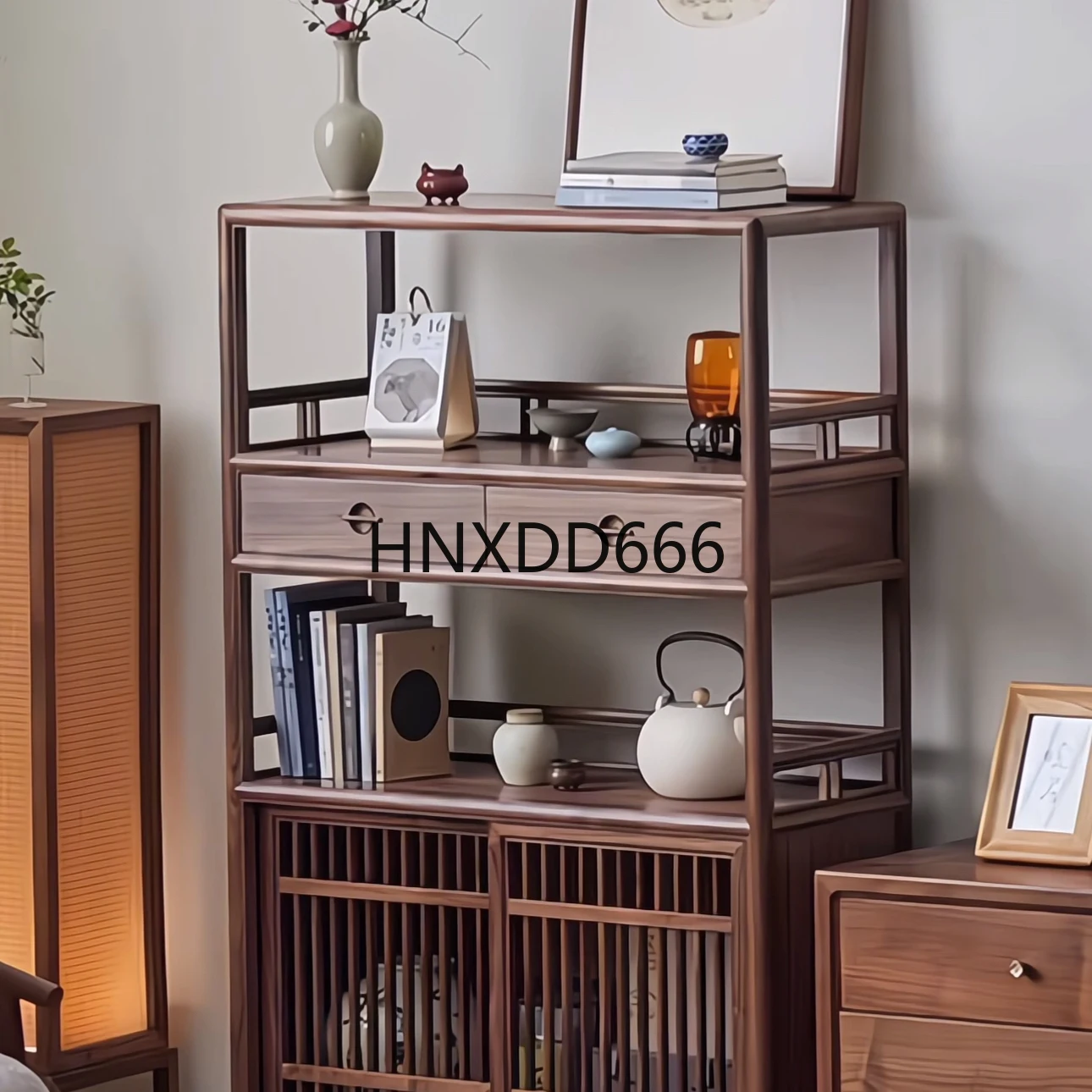 

Song-style aesthetic Bogu shelf New Chinese-style solid wood bookshelf