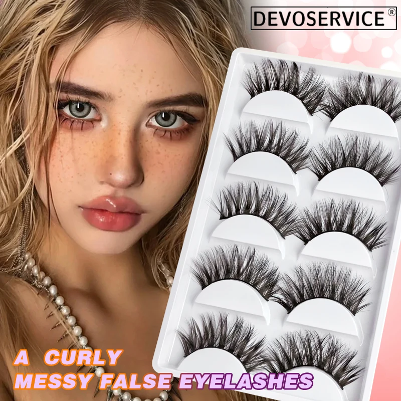 

DEVOSERVICE Faux Mink Lashes Fluffy False Eyelashes Natural Look 9-18mm Cat Eye Lashes 3D Wispy Curly Fake Lashes Wholesale