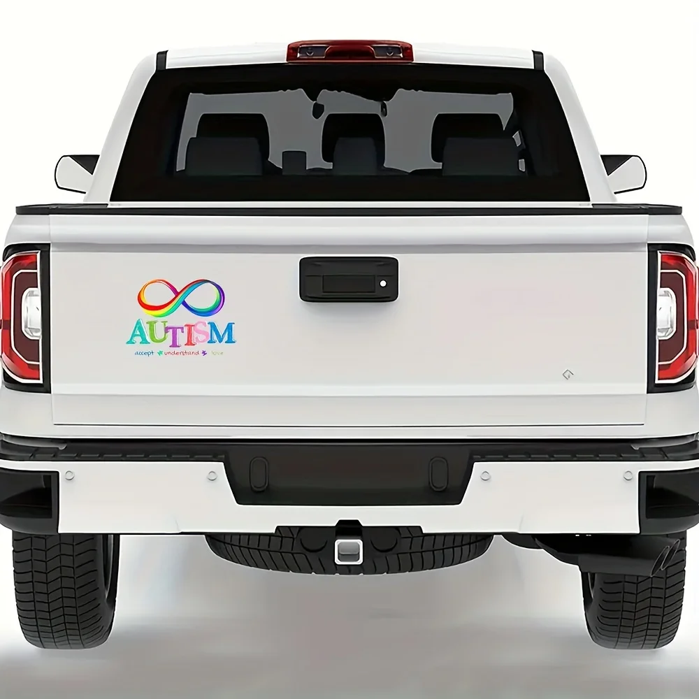 Vibrant Rainbow Infinite Symbol Decal, Autism Acceptance Care Vinyl Sticker for Car Window view 6