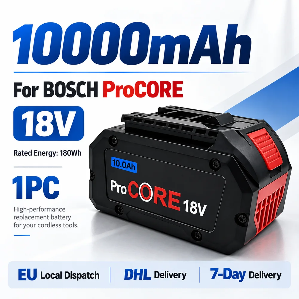 Batteria di ricambio compatibile con utensili elettrici BOSCH ProCORE 18V 6000mAh / 10000mAh, 1PC–4PC, opzioni con batteria e caricabatterie
