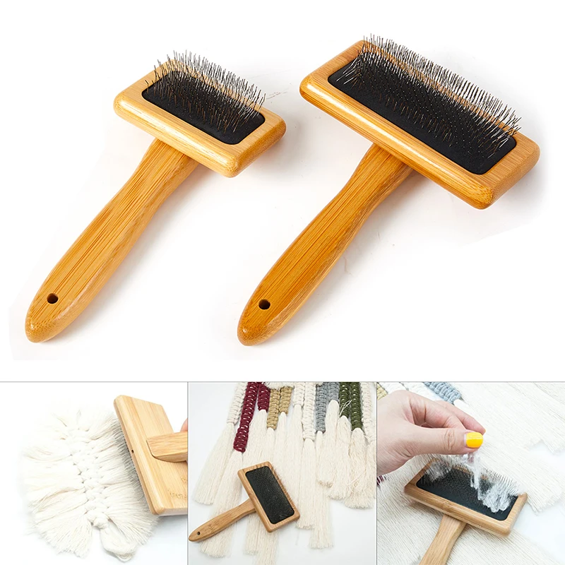 

1Pc Rug Tassel Brush Macrame Carpet Tapestry Weaving Cotton Rope Weaving Comb Pet Dematting DIY Open Knot Carding Comb Tools