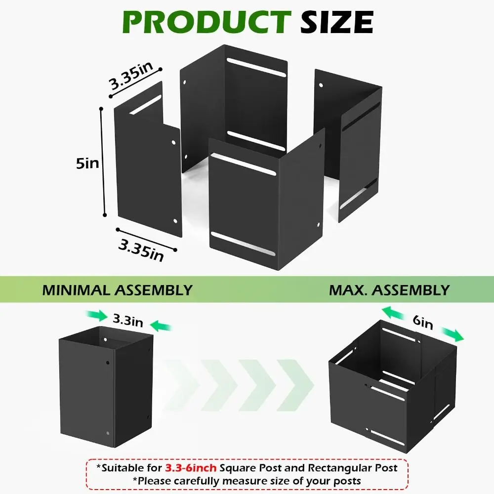 Adjustable Post Protector Kit Metal Rust Proof Post Bracket Scratch Resistant Stainless Steel Post Mount Outdoor Use