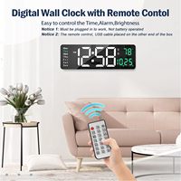 16 inch Large Screen Multi-function Display Clock Nordic Digital Vlock Simple living room Clock LED Remote Control Wall Clock
