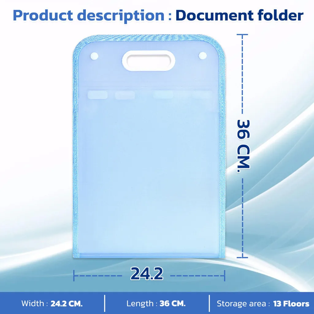 A4 Portable Vertical Thickened 13 Grids Organ PP Translucent Folder Student Data Storage File Bag School Stationery Supplies