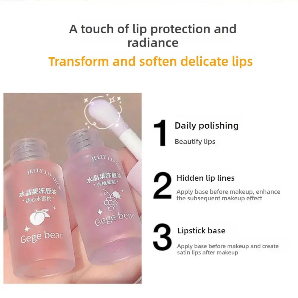 Crystal Jelly Lip Oil Hydrating Plumping Lip Coat สําหรับลิปสติก Lipgloss Tinted Clear Lip Plumper Serum Lip Care ผลไม้ Lip Balm