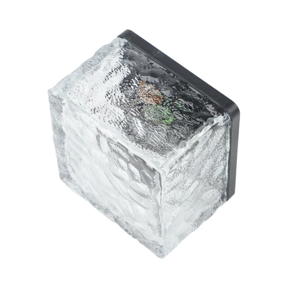 4pcs Solar Ice Brick Lights Glass Outdoor Garden Pathway Decor White Warm Night Lamp For Yard Lawn Swimming Pool Decoration