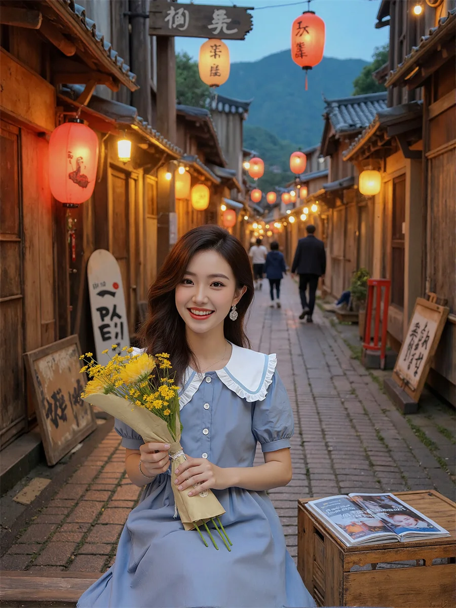 فستان صيفي نسائي امرأة 2025 نمط ياباني رقبة على شكل حرف v خط عنق على شكل قلب رقبة منخفضة قطع منخفضة على شكل قلب رغبة حارة حارة مغرية